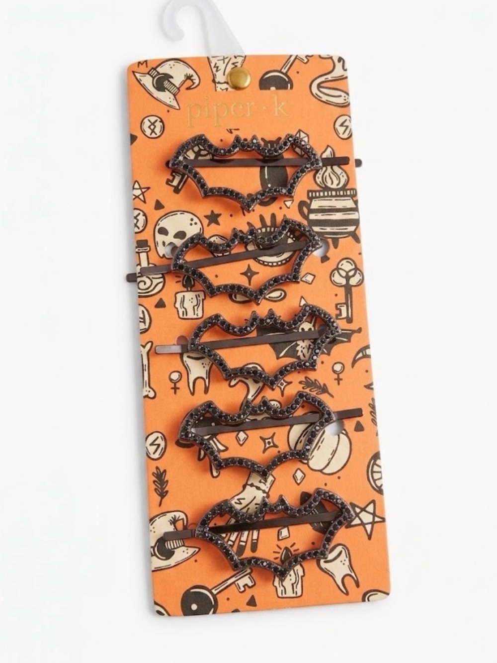 NWT ⚜️🖤⚜️ Piper K Bats Halloween Rhinestone Bobby Pins set of 5